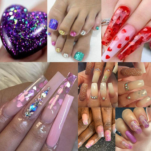 LoveOurHome 60g Valentine Holographic Heart Chunky Glitter - Resin Accessories Craft Supplies for Nail Art Decor