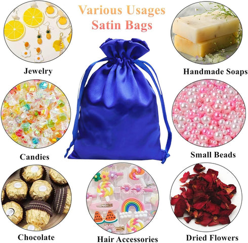 Gbateri 35pcs Satin Gift Bags, 6 x 9 inches Drawstring Party Favor Bags, Silk Jewelry Pouches for Christmas Gifts