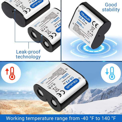 Mihobatt 5-Pack CR-P2 6V 1650mAh 223A, DL223A, EL223AP, 2CR-P2 Battery, Lithium Replacement