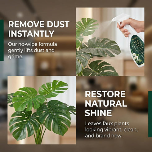 Silk Plant Cleaner Spray No Wipe, Faux Plant Cleaner Cleaner, Removes Dust & Restores Fresh Natural Look, Easy Spray