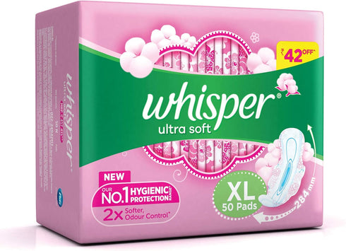WHISPER 50 count (Pack 1) Ultra Soft XL Sanitary Pads