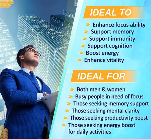 10 in 1 High Strength Mushroom Supplement, 9,700MG - Lions Mane, Cordyceps, Reishi for Memory and Focus