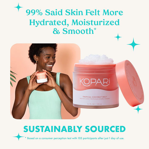 Kopari Tropical Coconut Melt | Multi-Purpose Skin Moisturizer, 100% Unrefined Coconut Oil for Body, Hair, Face