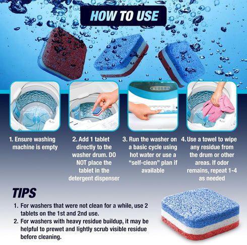 Washing Machine Cleaning Tablets - HE Top Load, 28 Tablets, Eco-Friendly Cleaner for Deep Cleaning & Deodorizing