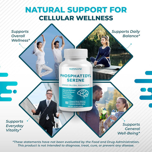 NURAFUSE High Potency Phosphatidylserine with Ginkgo Biloba, Magnesium, L-Theanine, Ashwagandha & Black Pepper Supports