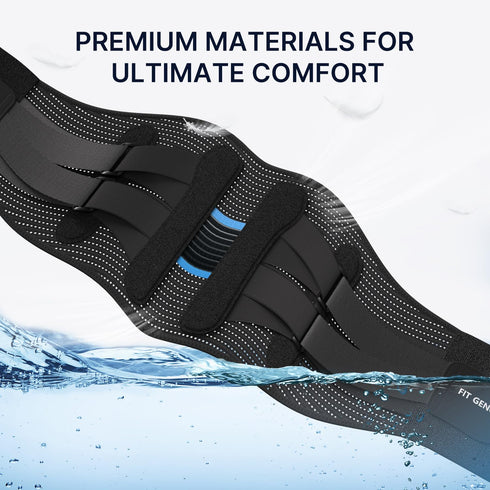 Fit Geno Back Brace for Lower Back Pain Relief - Adjustable Lumbar Support for Men & Women