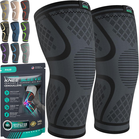 Modvel Compression Knee Brace, 2 Pack for Women & Men, Knee Support Sleeve for Pain Relief