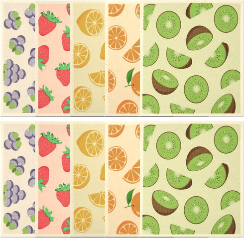 Tcwhniev 10 Pack, Swedish Dishcloths for Kitchen, Cleaning Dish Cloths Absorbent Reusable Paper Towel, Non Scratch