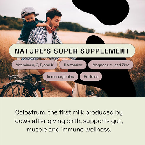 MOOVE 1,000mg, Immune 60ct Bovine Colostrum Capsules Grass-Fed Dutch Cows, & Gut Support, Natural Protein, Superfood