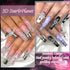 RODAKY 128PCS Silver Nail Charms, Cross Star Charms for Nails, 3D Saturn Planet Nail Jewelry, Pink Nail Rhinestone Gems