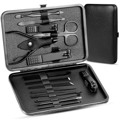Manicure Pedicure Kit, 5 Pieces Nail Clippers Set for Fingernails & Toenails with Travel Case for Men & Women