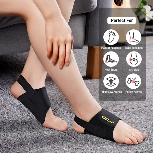 Arch Support Inserts for Plantar Fasciitis Relief, Adjustable Bands with Built-in Orthotics, Foot Arch Support with Gel