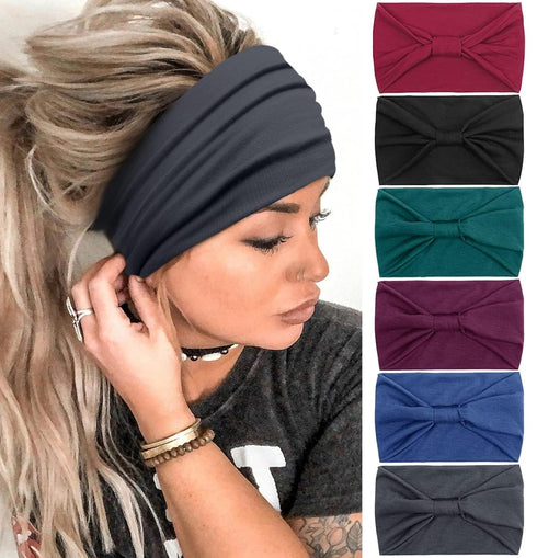 Tobeffect Headbands for Women, African Boho Wide Hairband Knotted Head Wraps, Hair Accessories