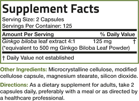 Bronson Ginkgo Biloba Extra Supports Memory & Brain Function, 250 Vegetarian Capsules