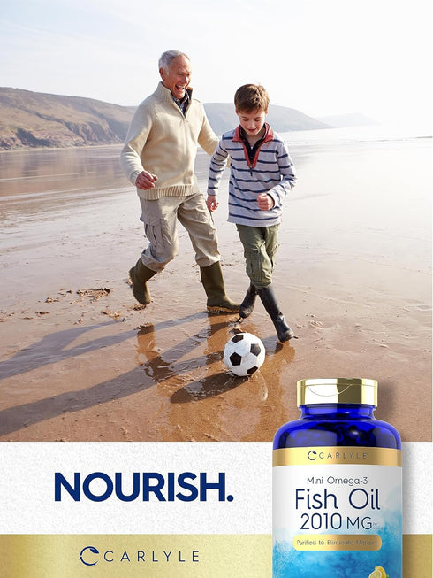 Carlyle Mini Fish Oil Softgels, 2010 mg, 200 Omega-3 Pills, Non-GMO & Gluten Free Supplement
