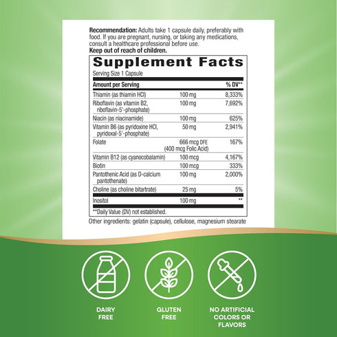 Nature's Way B-100 Complex, Supports Cellular Energy and Nerve- Health*, 8 B-Vitamins, 60 Capsules (Packaging May Vary)
