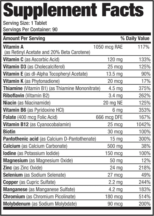 Bronson ONE Daily Women’s 50+ Complete Multivitamin | 90 Tablets | Multimineral Supplement