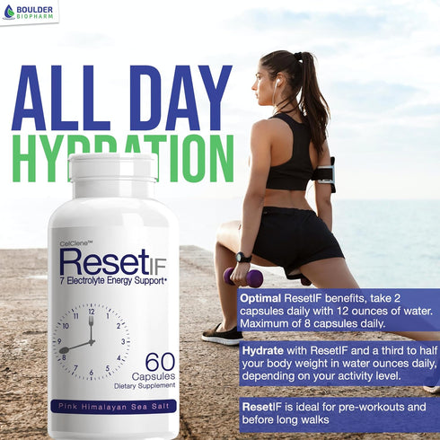 ResetIF Intermittent Fasting: Keto Energy Electrolytes with Pink Himalayan Sea Salt, Green Tea, B Complex, Zinc, 72