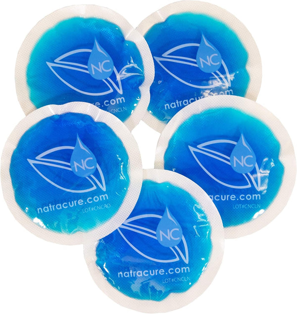 NatraCure 4" Circle Gel Ice Packs - 5 Pack, Blue, Reusable Round Cold Packs for Kids Injuries, Pain Relief