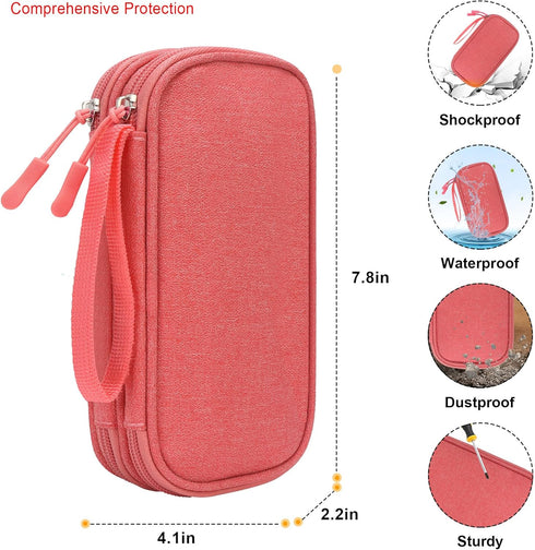 Diabetic Supplies Storage Bag, Portable Case for Glucose Meter and Insulin Pen, Pink