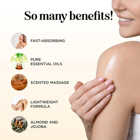 Vanilla Sensual Massage Oil for Couples - Relaxing Full Body Massage Oil for Date Night with Moisturizing Coconut