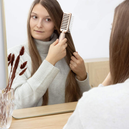 Navaris Vented Hairbrush - Rose Gold Gel Handle, Wide Set Bristles for Wet, Dry, Curly, Thick Hair