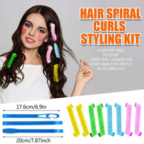 Wave Curlers Kit for Hair Supplies - 42 Spiral Curling Rods, No Heat Hair Styling