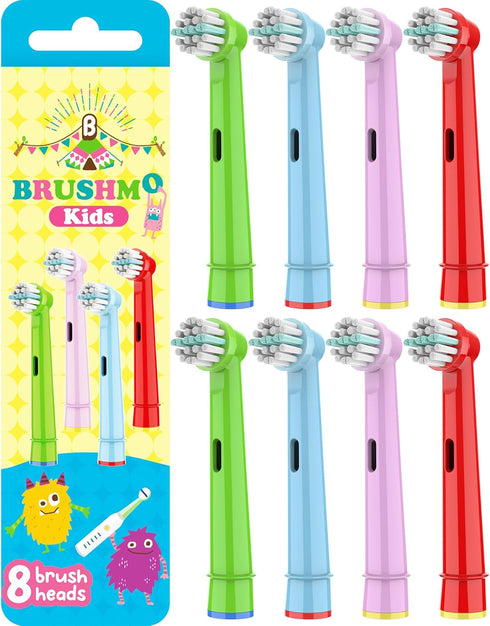 Brushmo Kids Toothbrush Replacement Heads, Compatible with Oral B Electric Toothbrush, 8 Pack