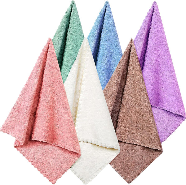 Syhood 6 Pieces Face Wash Cloth, 12 x 12 in Makeup Remover Coral Velvet Microfiber Towel for Cleansing