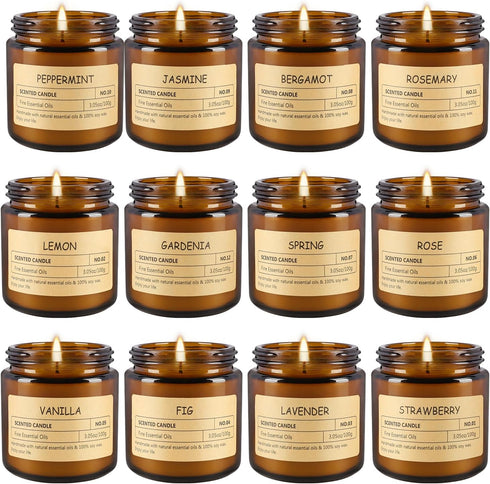 TLNFHRPI 12 3.05oz, Pcs Scented Candles with Added Natural Essential Oils, Suitable for Various Festivals, Parties
