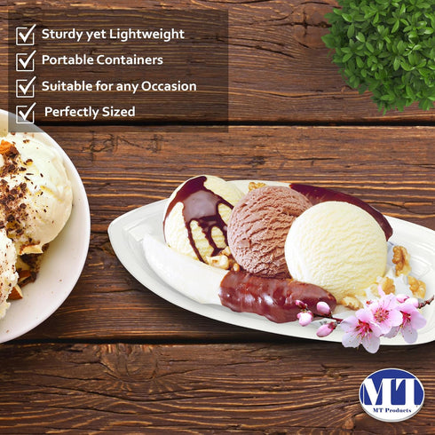 MT Products Clear Plastic Disposable Banana Split Boats - 12 oz Ice Cream Sundae Bowls (Pack of 15)