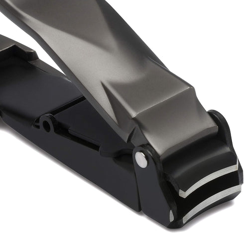 Nail Clippers for Men with Catcher - KLIPP Razor-Sharp Heavy Duty Self-Collecting Nail Cutters with Ergonomic Lever Keep Fingernails and Toenails Impeccably Manicured - Includes Ziplock Pouch