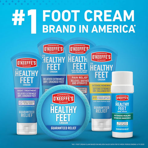 O'Keeffe's for Healthy Feet Night Treatment Foot Cream, 3 oz Tube (2 Pack) for Cracked Dry Feet