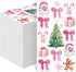 Janlaugh 100 Pcs Pink Christmas Elements Napkins 3 Ply Disposable Hand Towels for