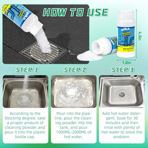 Toilet6Pcs Drain Cleaner Powder, Wild Tornado Sink and Drain Cleaner Powerful Pipeline Dredging Agent, Kitchen