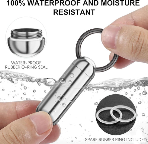 Small Portable Pill Case Keychain, Waterproof Titanium Pocket Organizer for Travel