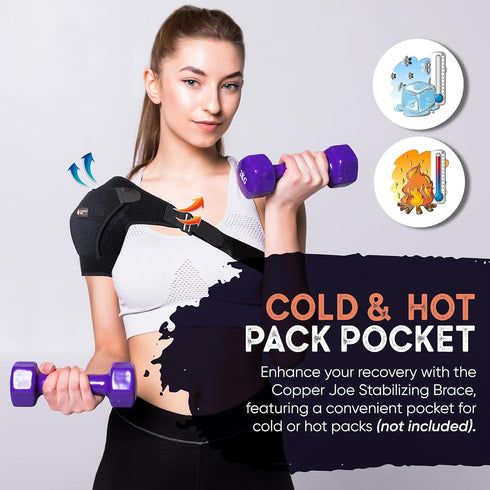 Copper Joe Compression Shoulder Brace - Adjustable Rotator Cuff Support for Shoulder Pain Relief
