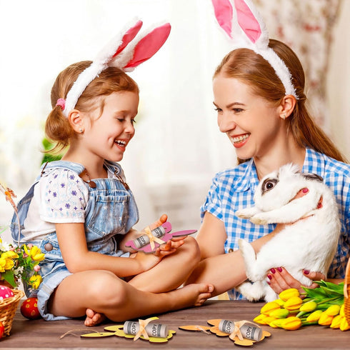 MotiMind 12 Set 12 Easter Bunny Money Holder for Cash Gift with Ribbons Easter Gift Card Holder Basket Tag Basket