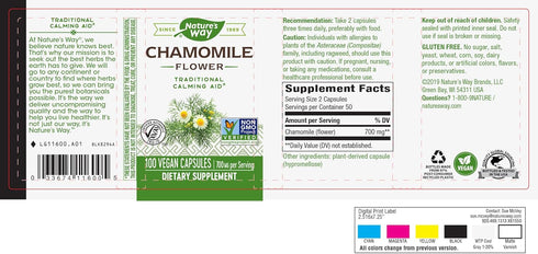 Nature's Way Chamomile Flower - 700 mg per 2-Capsule Serving, Herbal Supplement, 100 Vegan Capsules