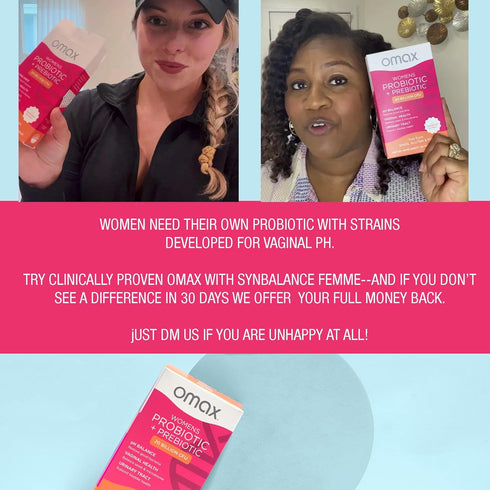 Omax Health Prebiotics and Probiotics Complex for Women, Vegan, Organic, Gluten Free for Vaginal Health