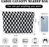 Checkered Makeup Bag for Women, Large Capacity Black Travel Cosmetic Bag Set, Cute Y2K Aesthetic Makeup Organizer