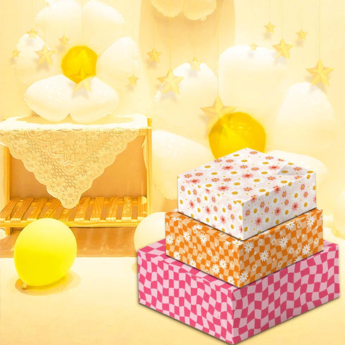 12 Sheets Boho Wrapping Paper, Retro Groovy Gift Wrap for Baby Shower Birthday Wedding DIY Crafts Gift Packing
