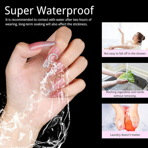 Sun&Beam Nails Adhesive Tabs - 25 Sheets Waterproof Transparent Strong Sticky Double Sided Tape Stickers for Press On