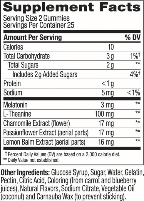 OLLY Restful Sleep Gummy Supplement with Melatonin & L-Theanine Chamomile, Blackberry Zen, 50 Gummies