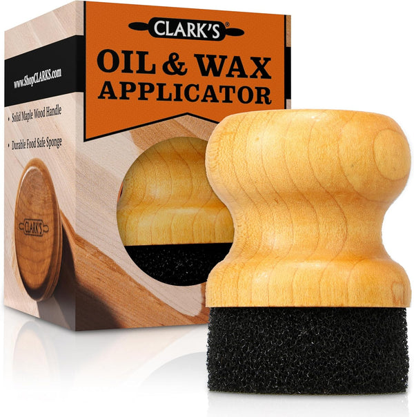 CLARK'S Food Grade Mineral Oil & Wax Applicator for Wood Cutting Boards, Butcher Blocks, USA Maple