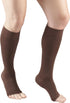 Truform 20-30 mmHg Compression Stockings, Knee High Length, Open Toe, Brown, Large
