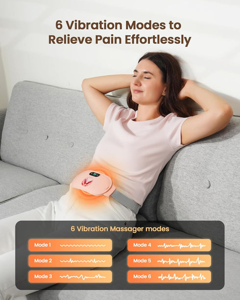 Fast Heating Pad for Period Cramps, Portable Cordless Menstrual Heating Pad with 6 Heat Levels and 6 Massage Modes,