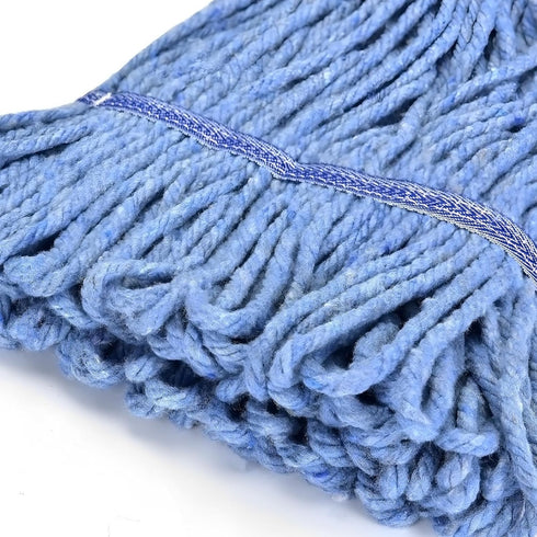 MATTHEW CLEANING Heavy Duty Mop Head, Commercial Replacement for Floor Cleaning, Blue Cotton Looped End