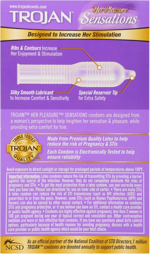 TROJAN 12 Count 12 Count Her Pleasure Sensations & Extended Pleasure Climax Control Condoms Bundle