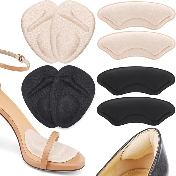 Ball of Foot Cushions, Metatarsal Pads for Women, Heel Grips for Pain Relief, Non-Slip Shoe Inserts for Loose Shoes